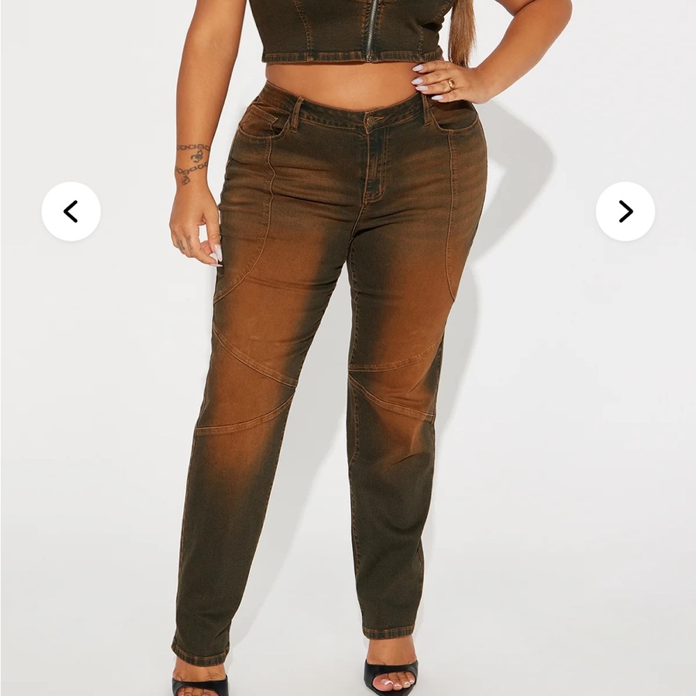 Fashion Nova Brown Denim Crop Top - Picture 3 of 5